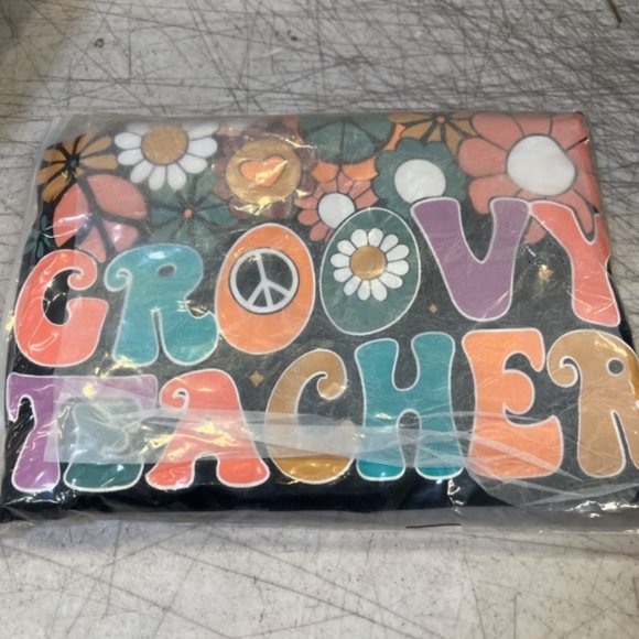 Groovy Teacher Retro Floral Short Sleeve Hippie 70s Boho Tee - Picture 2 of 2
